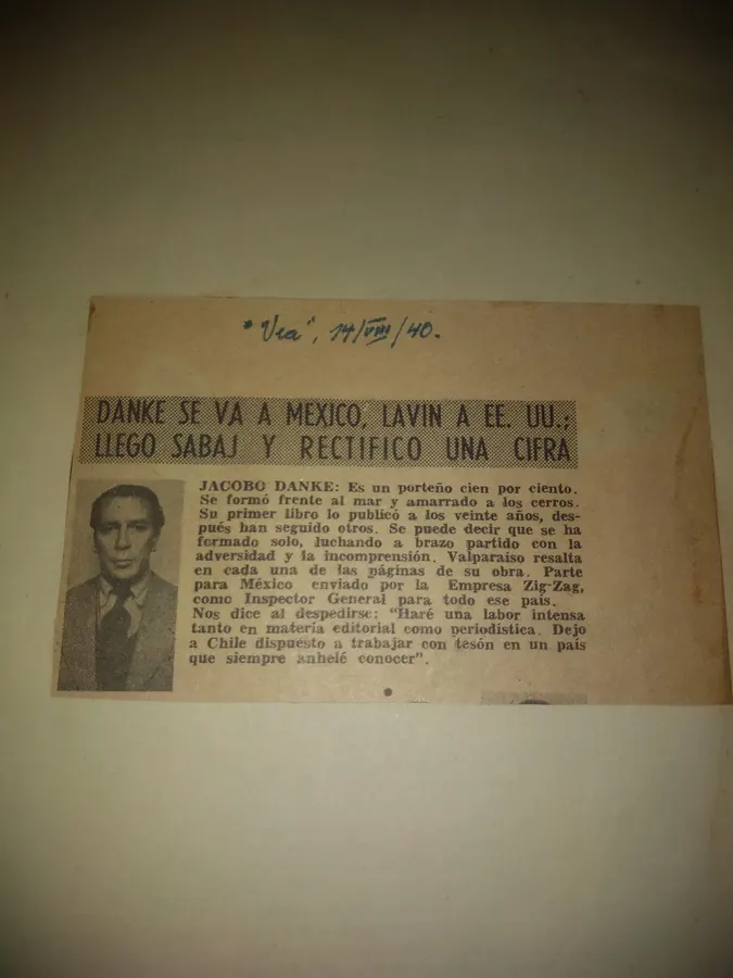 Nota de prensa sobre Jacobo Danke